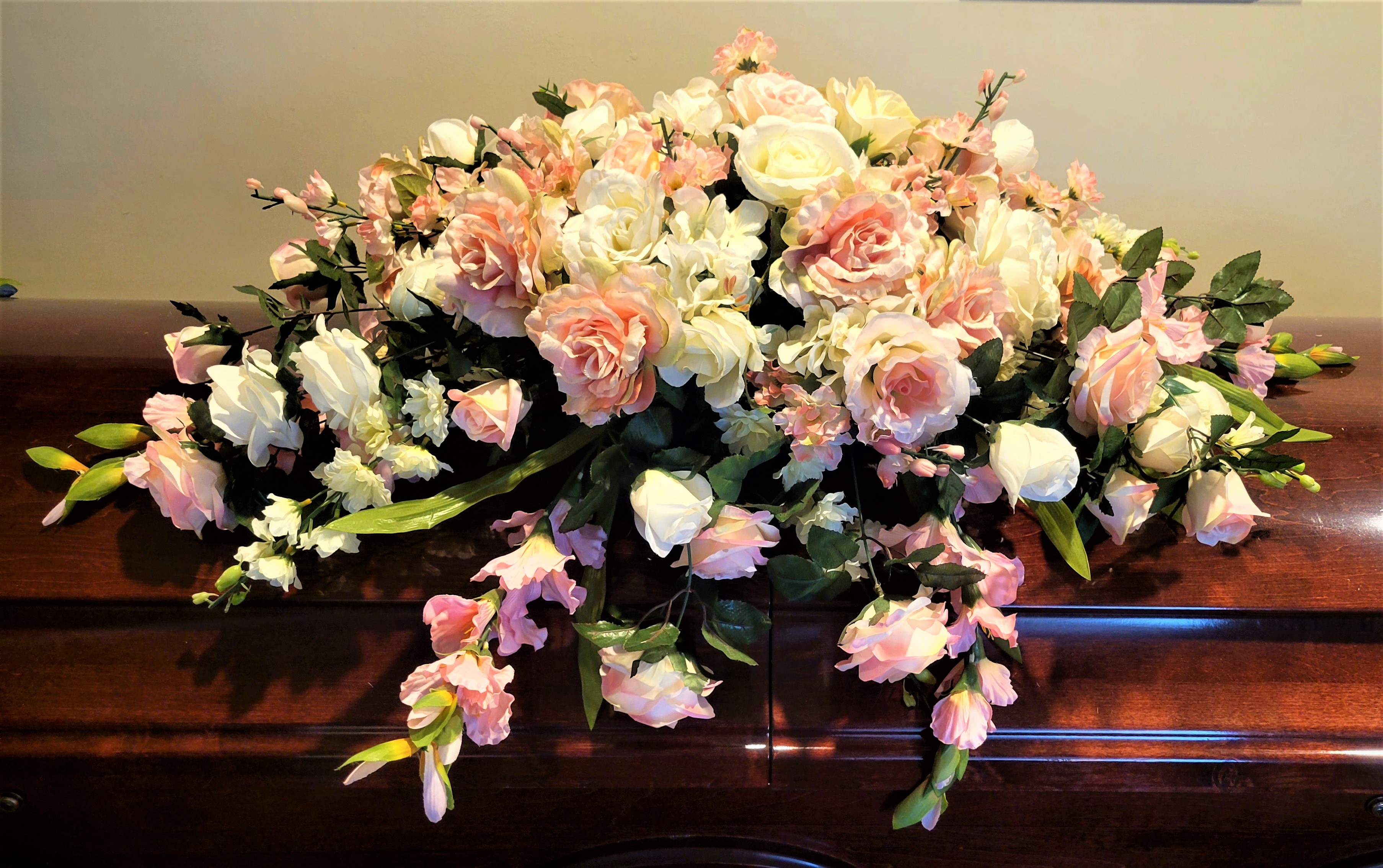 Pink and White Casket Spray Option